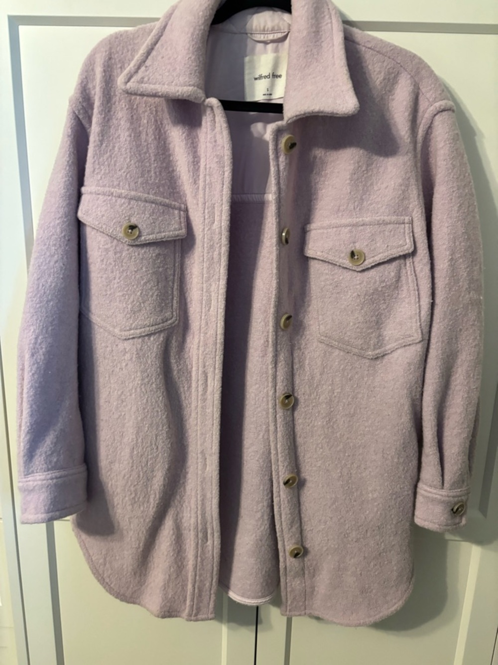 Wilfred Free Aritzia Lilac Purple Wool Blend Shacket Size Small - Picture 4 of 12